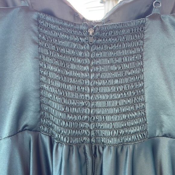 B.Darlin - Juniors' Pleated-Bodice High-Slit Evening Gown - Hunter Green  7/8 - Picture 12 of 17